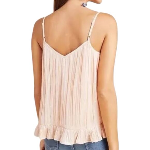 by Anthropologie Amelie Cami Tank Top Womens Size 6 Peach Pink Sequin Ruffle - Picture 2 of 15